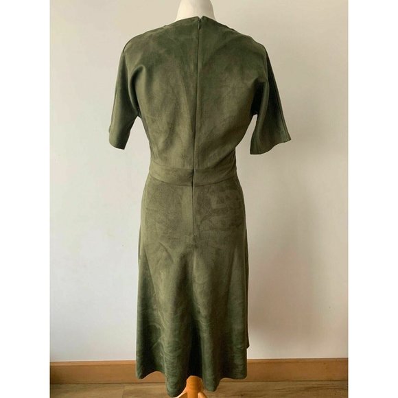 Sosandar Suedette Dress Size 10 Khaki Green - Picture 6 of 7